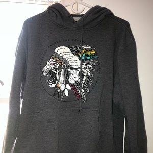 Grey hoodie with graphic design